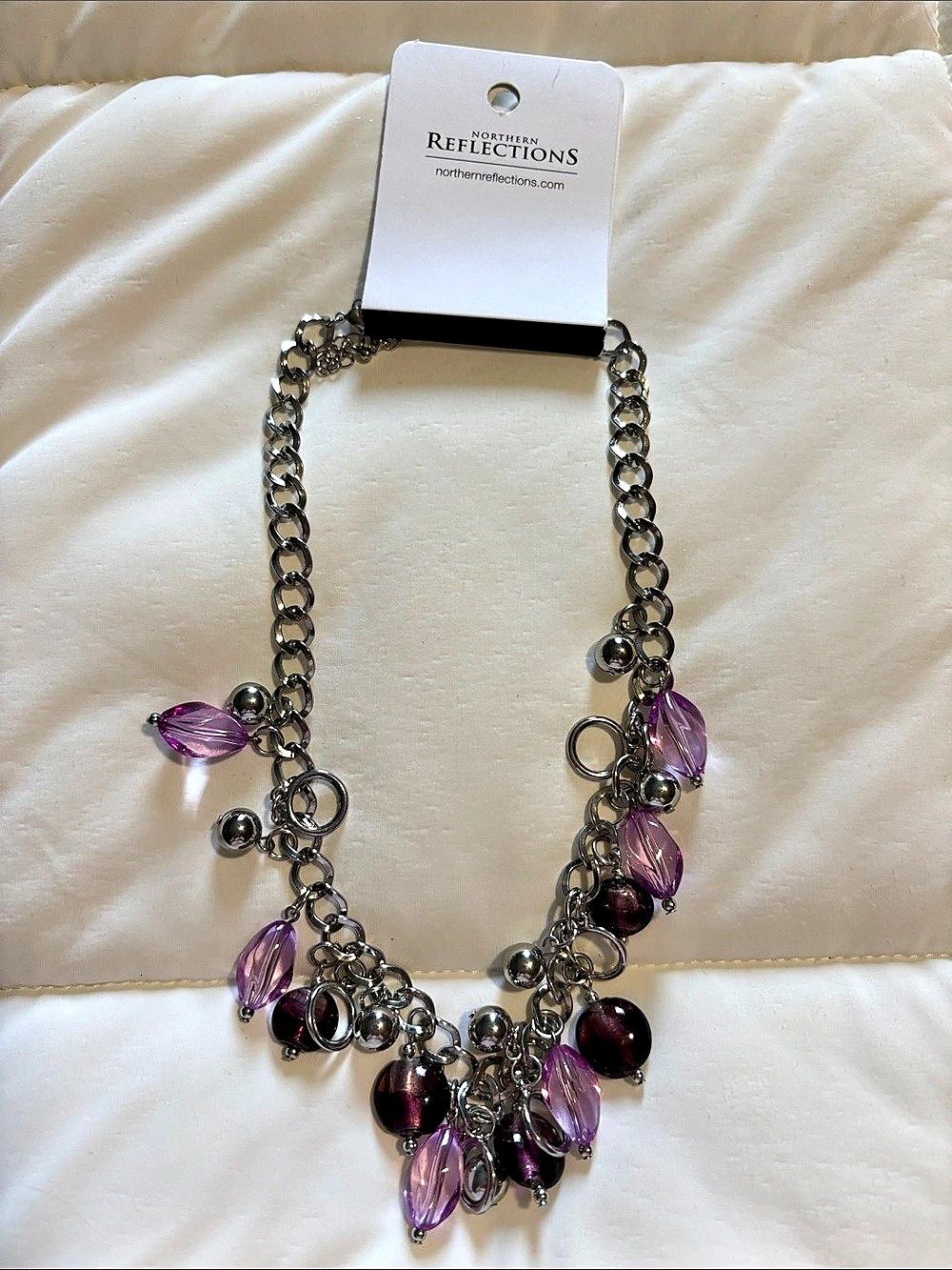 Northern Reflections F52-A Purple Beaded Charm Necklace NWT